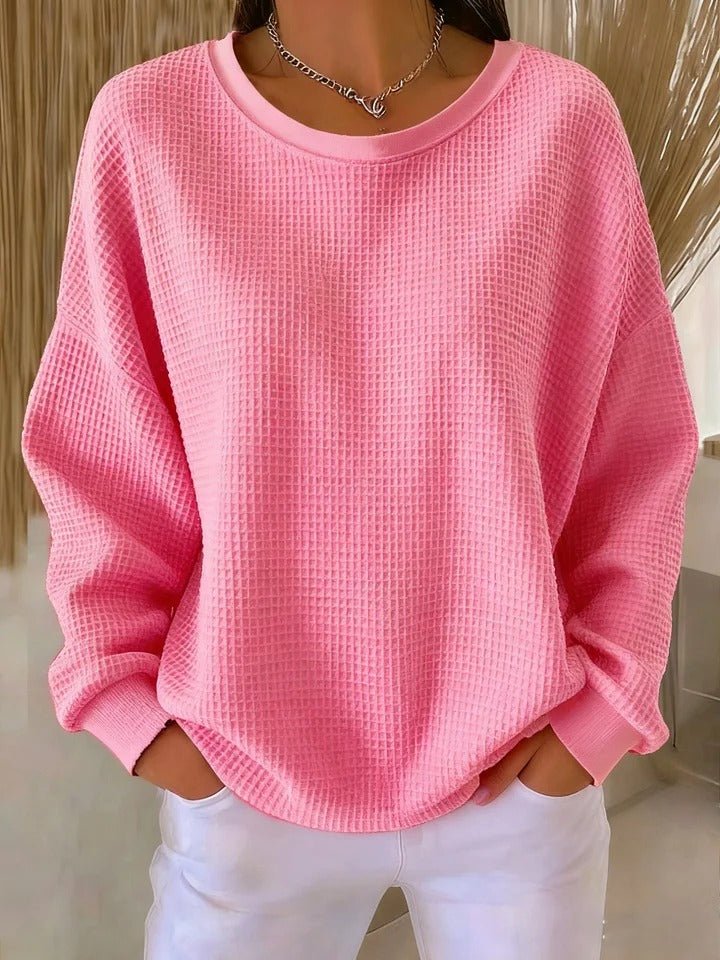 Women's Waffle Knit Jumper Relaxed-Fit