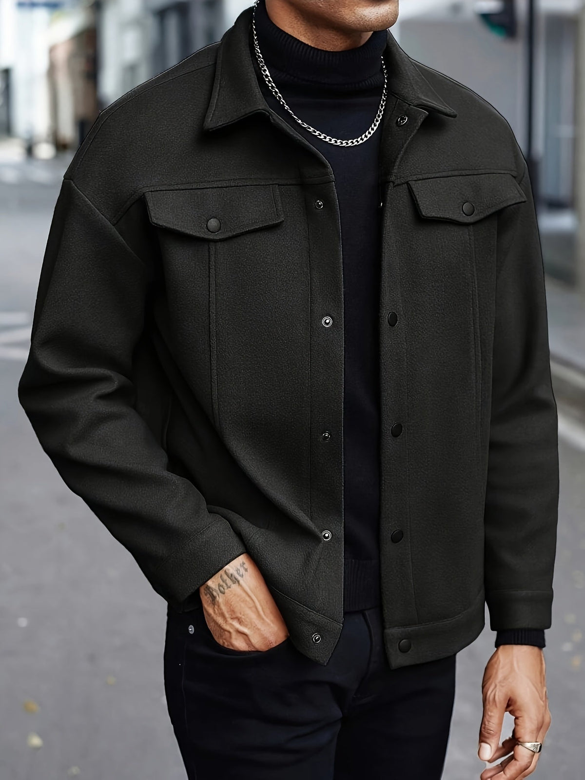 Men's Shirt Jacket Overshirt Pockets Relaxed-Fit