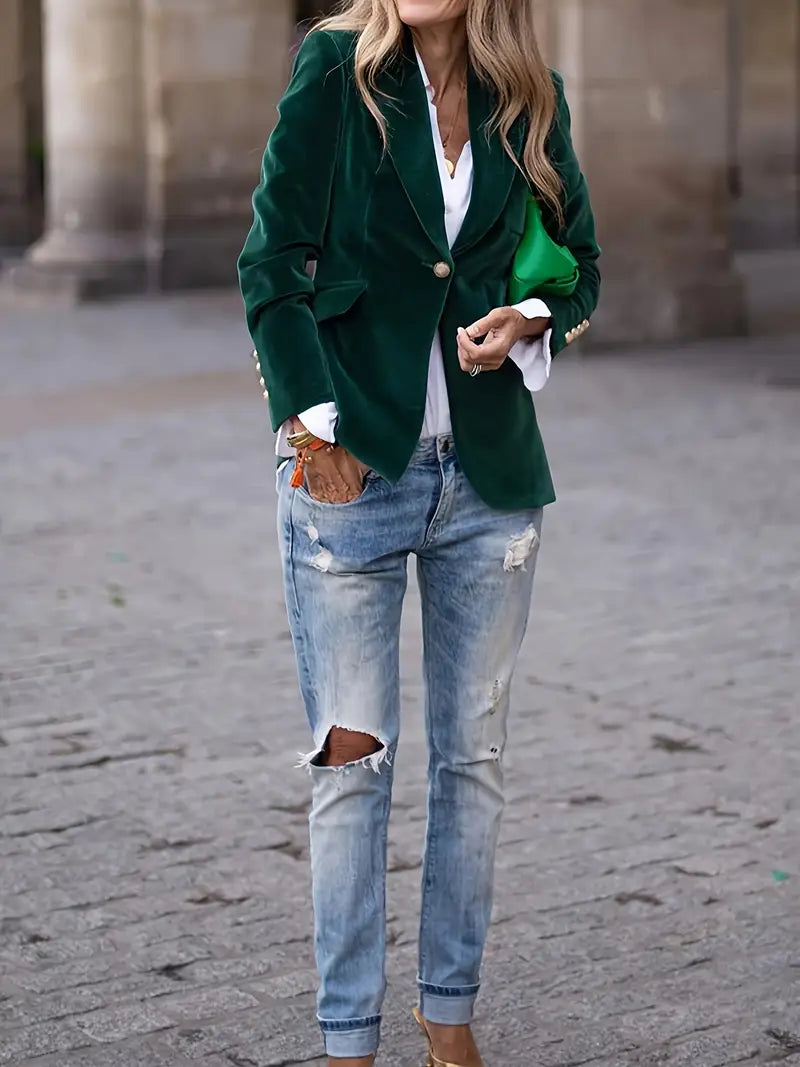 Women's Single-Button Closure Work Blazer
