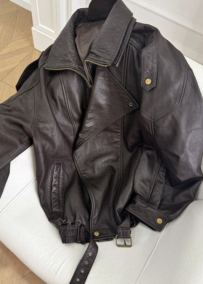Women's Oversized Leather Bomber Jacket