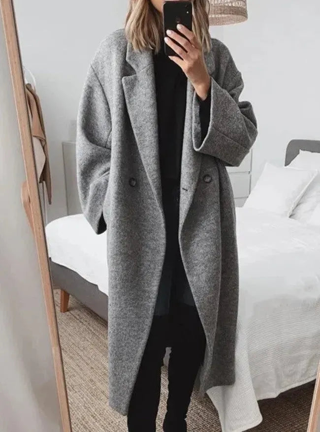 Women's Oversized Double-Breasted Long Coat
