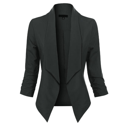 Women's Open-Front Draped Work Blazer
