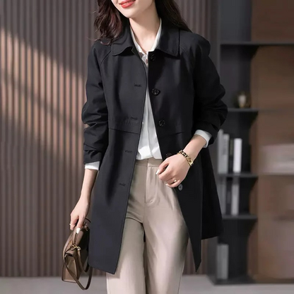 Women's Waterproof Collared Button-Front Long Coat