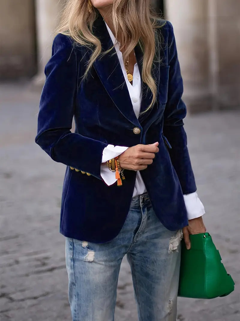 Women's Single-Button Closure Work Blazer