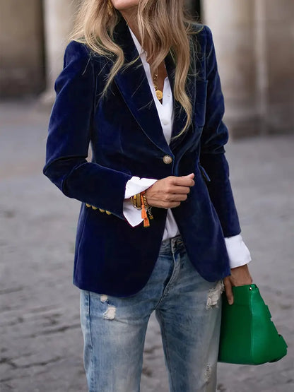 Women's Single-Button Closure Work Blazer