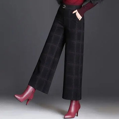 Women's Check Wide-Leg Trousers