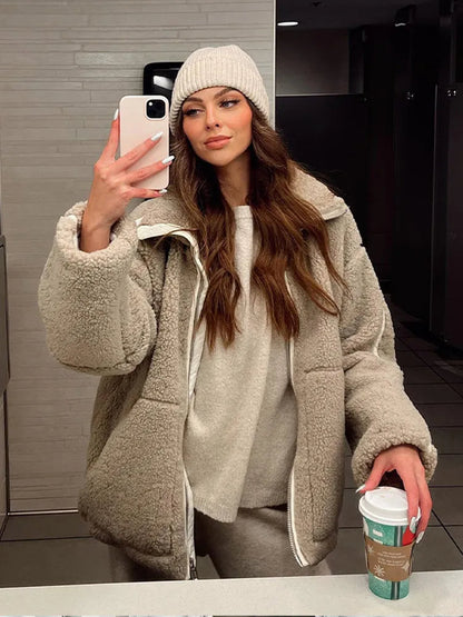 Women's Oversized Winter Teddy Jacket