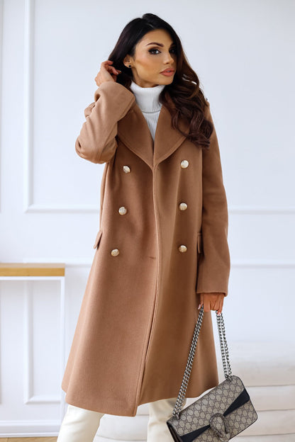 Women's Double-Breasted Long Coat Relaxed-Fit
