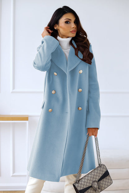 Women's Double-Breasted Long Coat Relaxed-Fit
