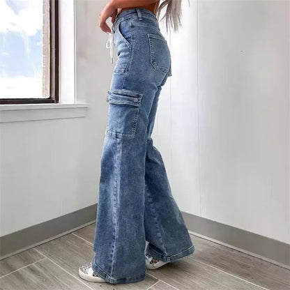 Women's Wide-Leg Cargo Denim Jeans