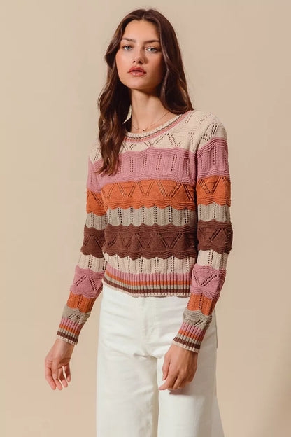 Women's Striped Knitted Jumper Relaxed-Fit