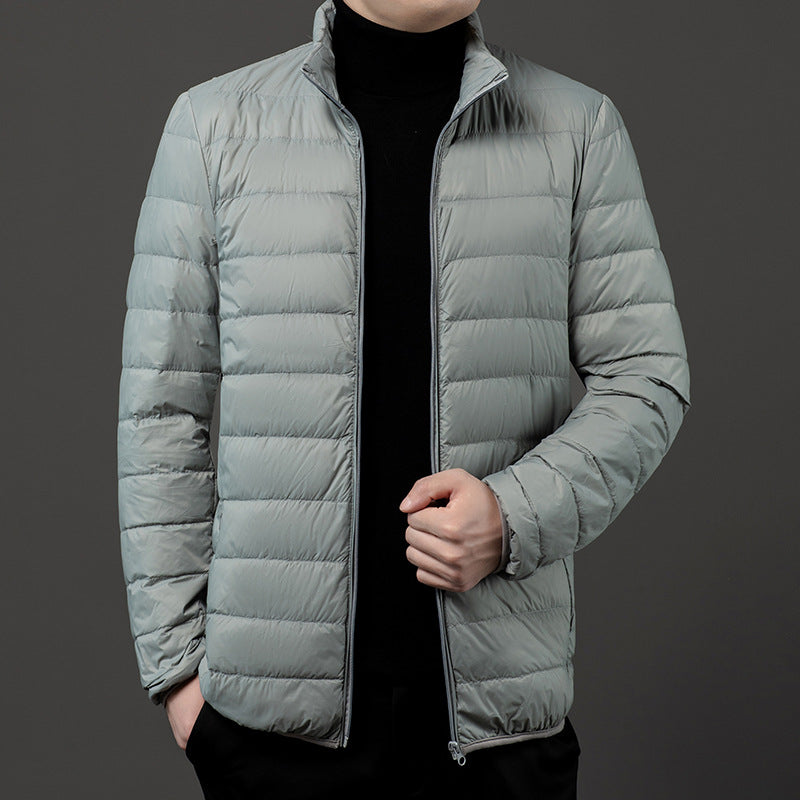 Men's Quilted Stand Collar Winter Puffer Jacket Lightweight Slim-Fit