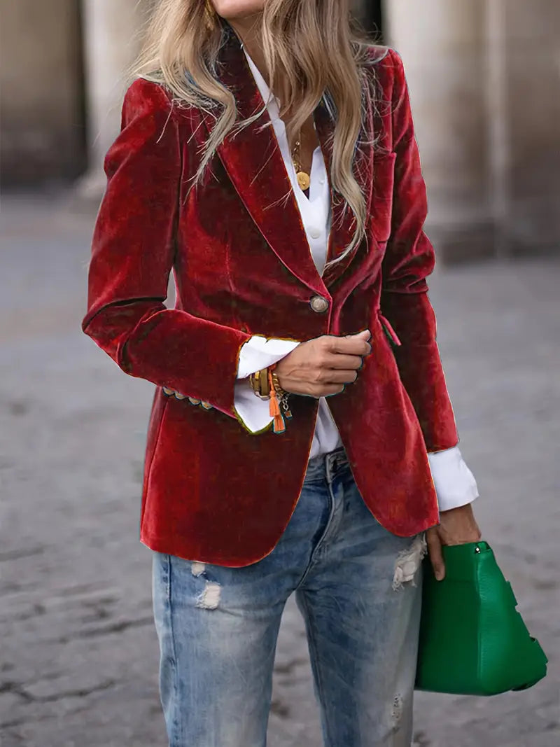 Women's Single-Button Closure Work Blazer