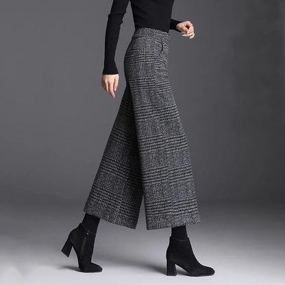Women's Check Wide-Leg Trousers