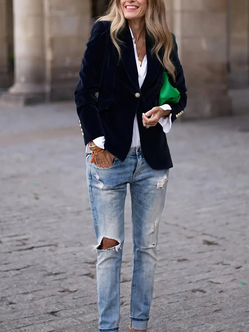 Women's Single-Button Closure Work Blazer