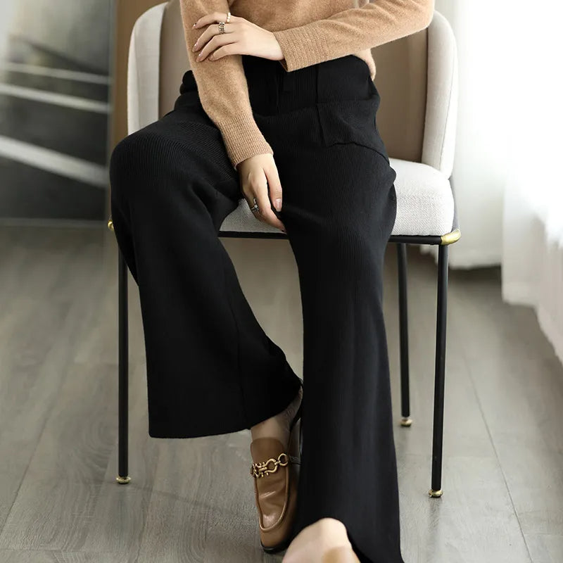 Women's Wool Wide-Leg Trousers