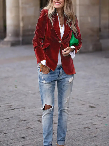 Women's Single-Button Closure Work Blazer