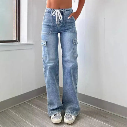 Women's Wide-Leg Cargo Denim Jeans