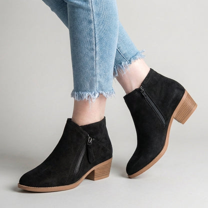 Women's Orthopaedic Side-Zip Heeled Ankle Boots Cushioned