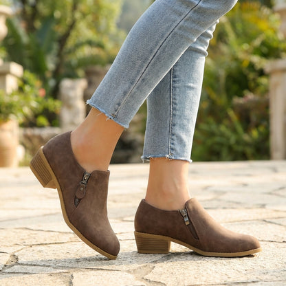 Women's Side-Zip Heeled Ankle Boots Cushioned
