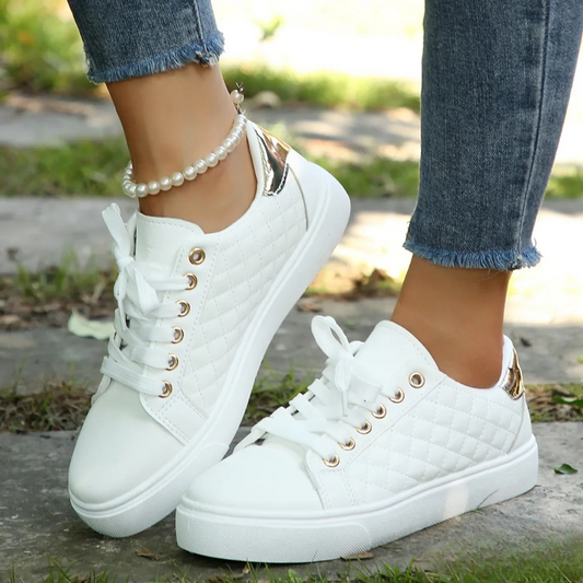 Women's Quilted Lace-Up Trainers