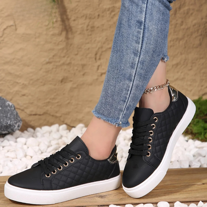 Women's Quilted Lace-Up Trainers