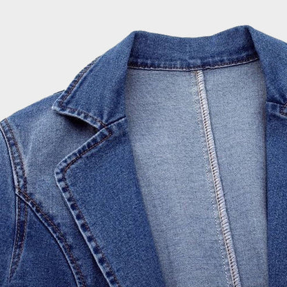 Women's Denim Work Blazer Jacket Lightweight