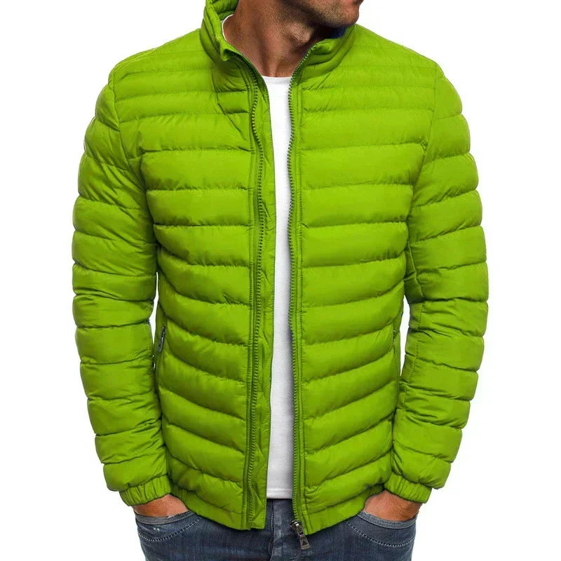 Men's Slim-Fit Lightweight Winter Puffer Jacket Pockets Quilted