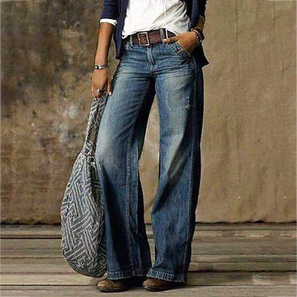 Women's High-Waist Flared Wide-Leg Jeans