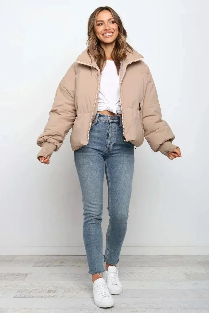 Women's Oversized Chunky Winter Puffer Jacket Stand Collar