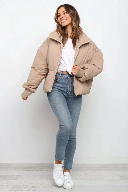 Women's Oversized Chunky Winter Puffer Jacket Stand Collar