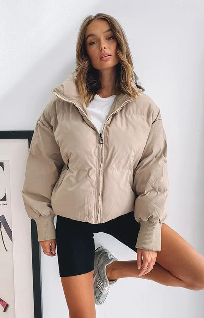 Women's Oversized Chunky Winter Puffer Jacket Stand Collar