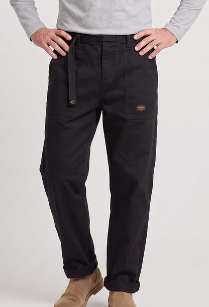 Men's Elastic Waist Cargo Trousers Pockets