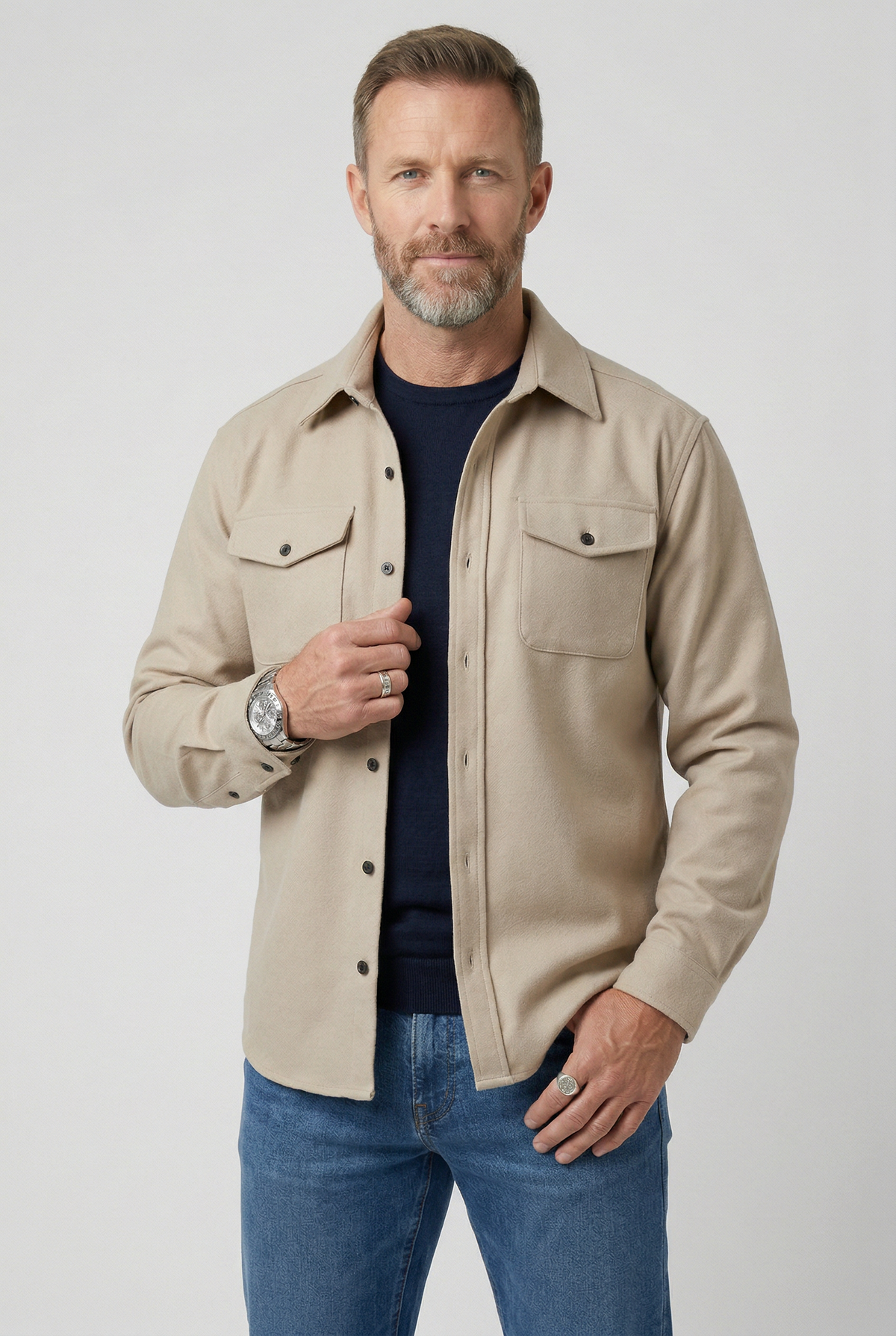 Men's Chest Pocket Shirt Jacket Overshirt Lightweight
