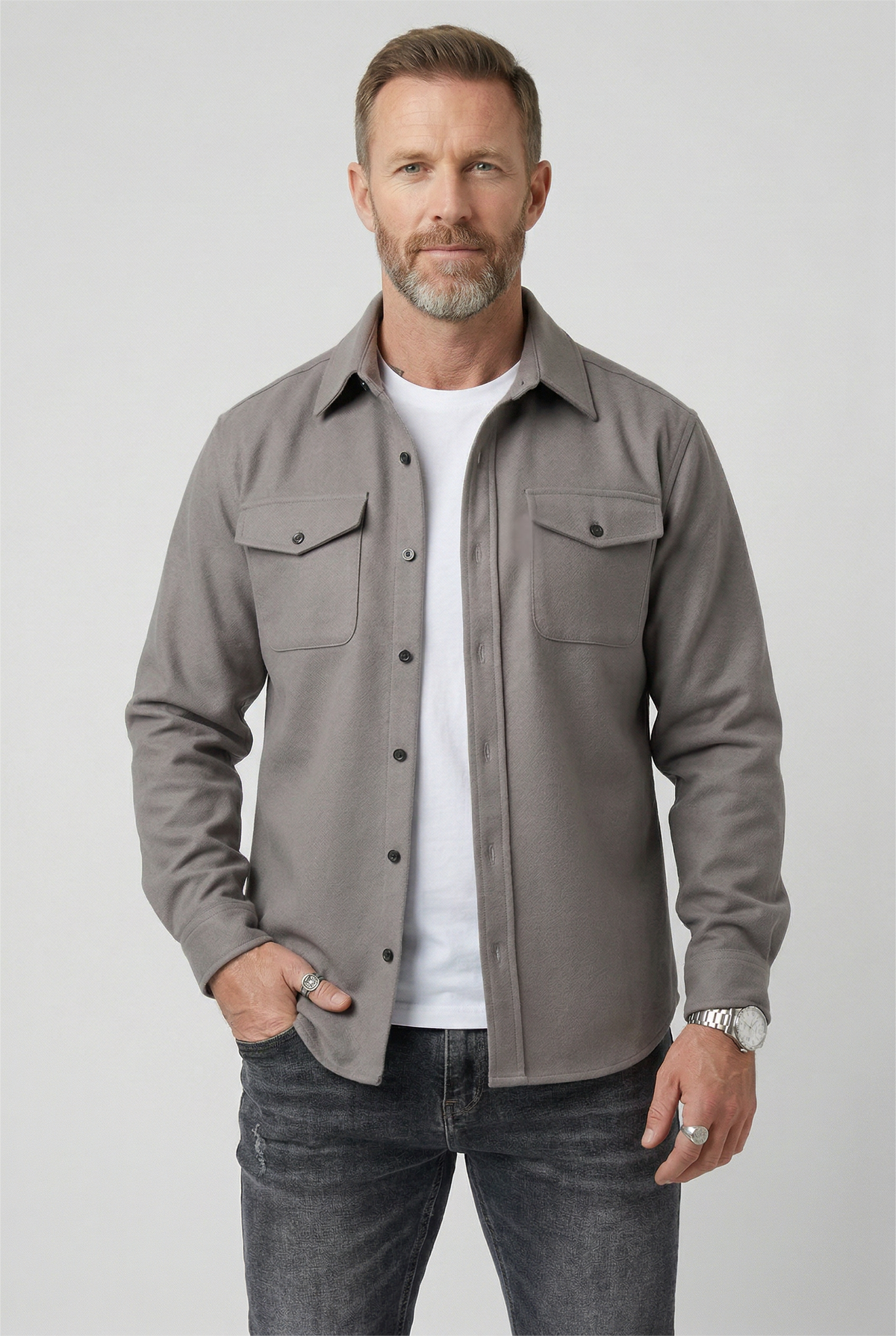 Men's Chest Pocket Shirt Jacket Overshirt Lightweight