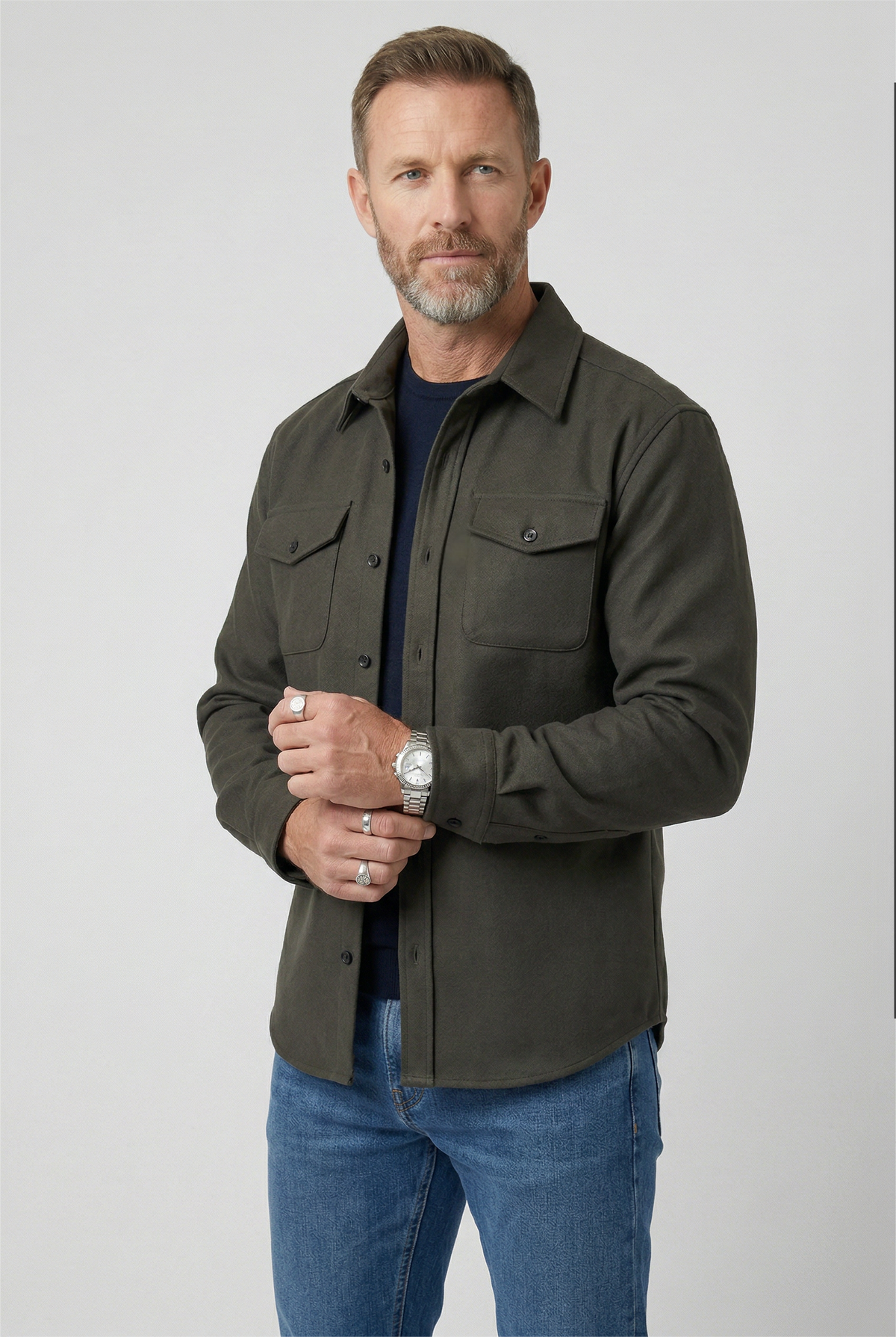 Men's Chest Pocket Shirt Jacket Overshirt Lightweight
