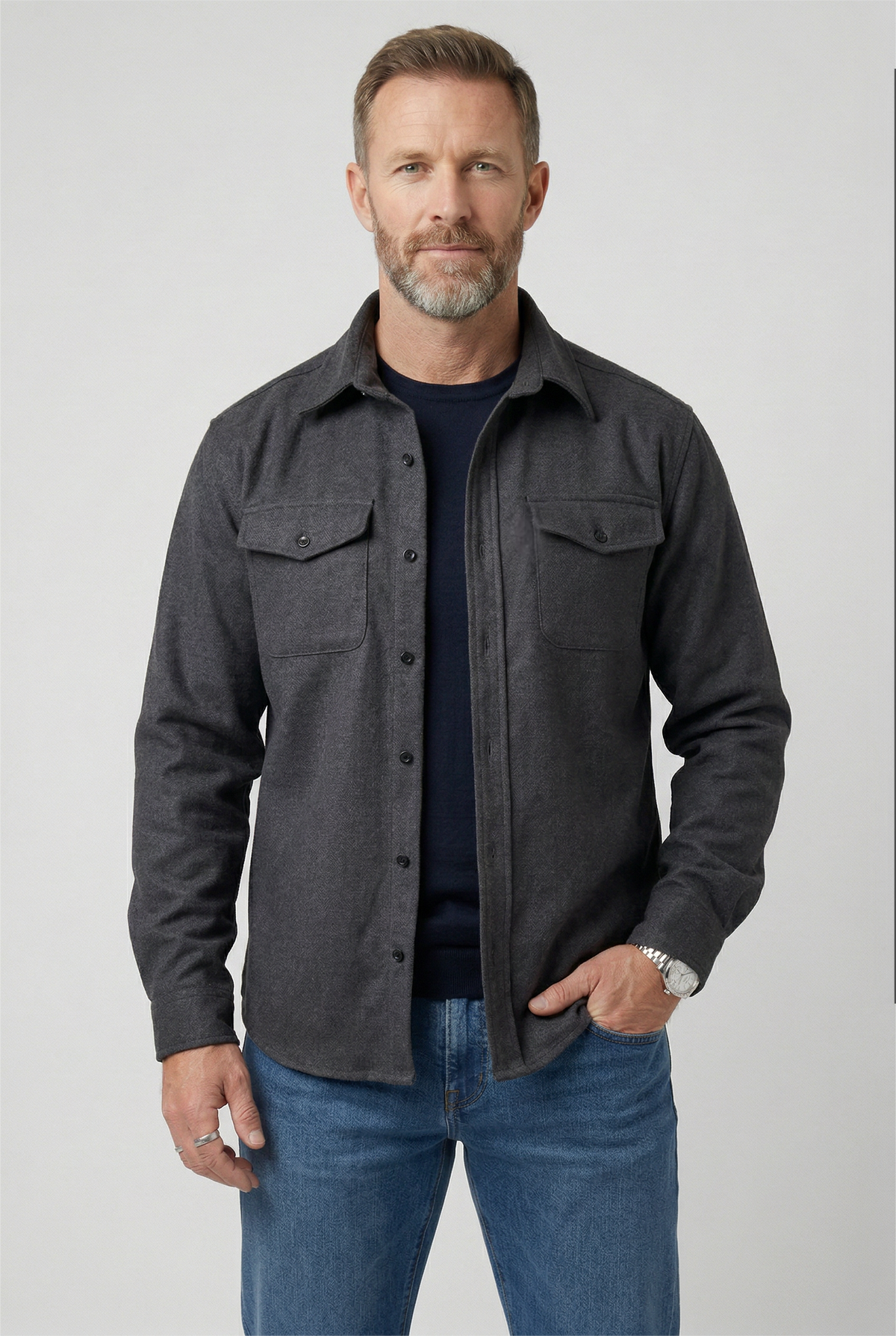 Men's Chest Pocket Shirt Jacket Overshirt Lightweight