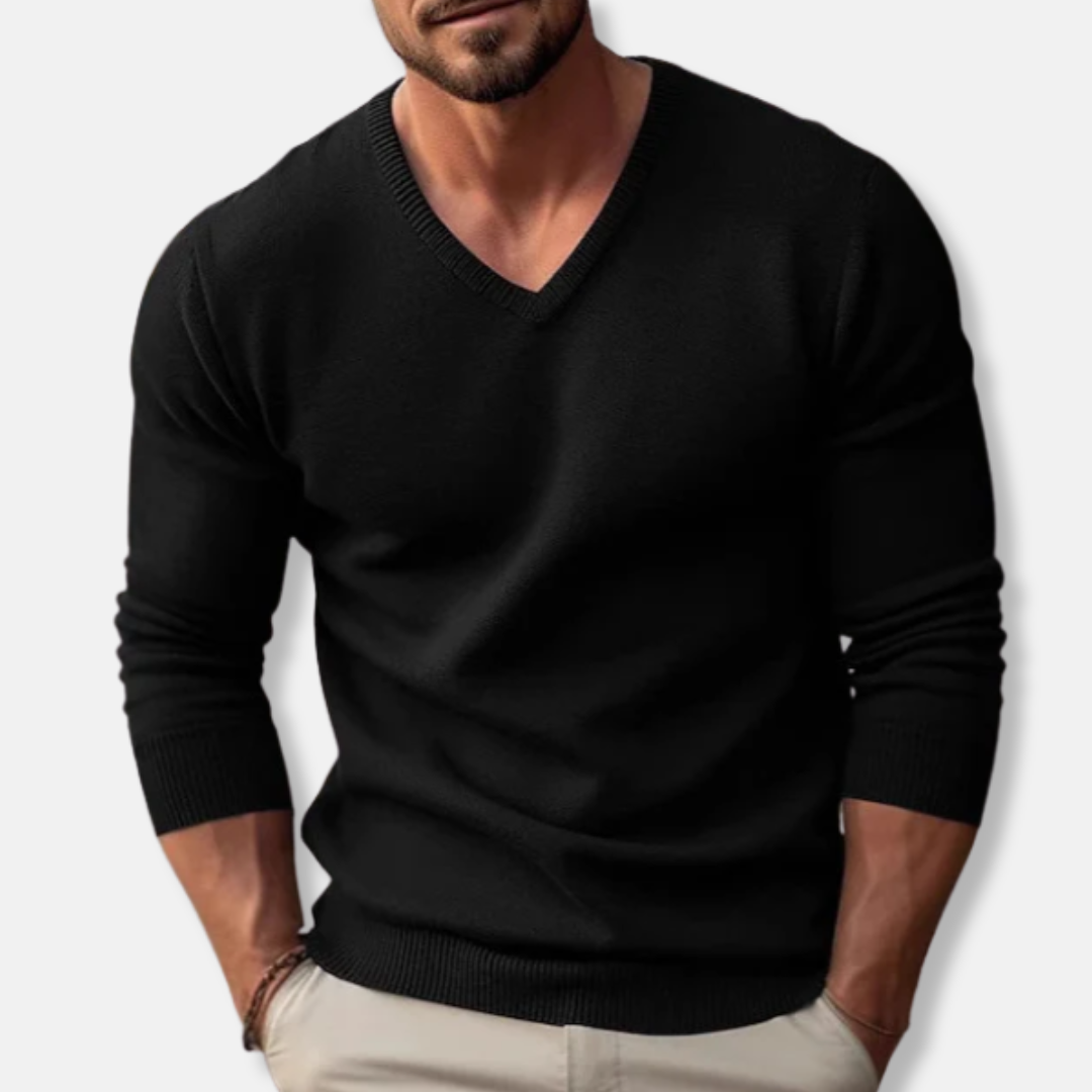 Men's V-Neck Knit Jumper Slim-Fit
