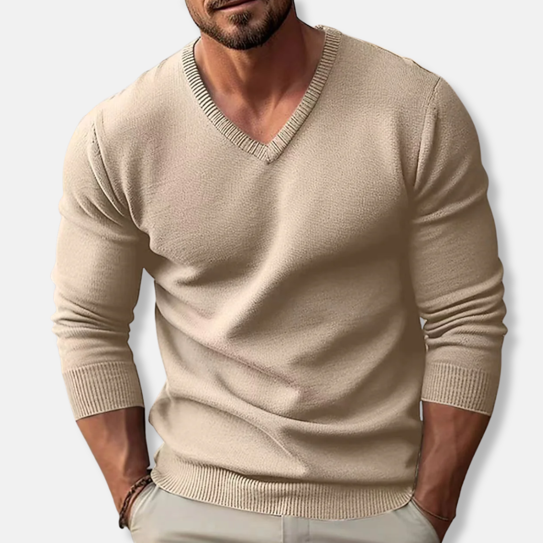 Men's V-Neck Knit Jumper Slim-Fit