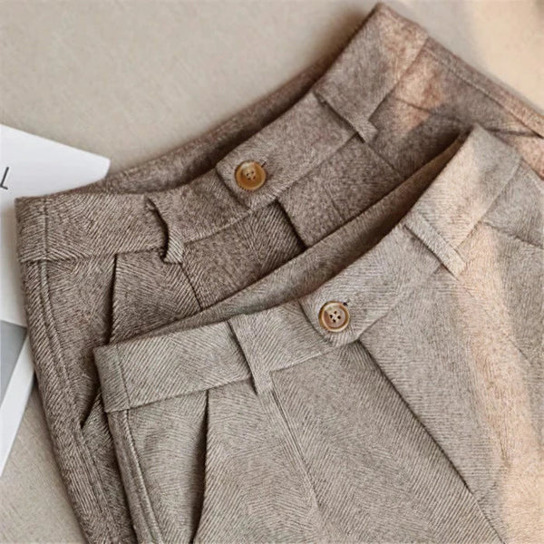 Men's Vintage Pleated High-Waist Trousers