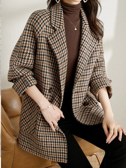 Women's Checked Work Blazer Jacket