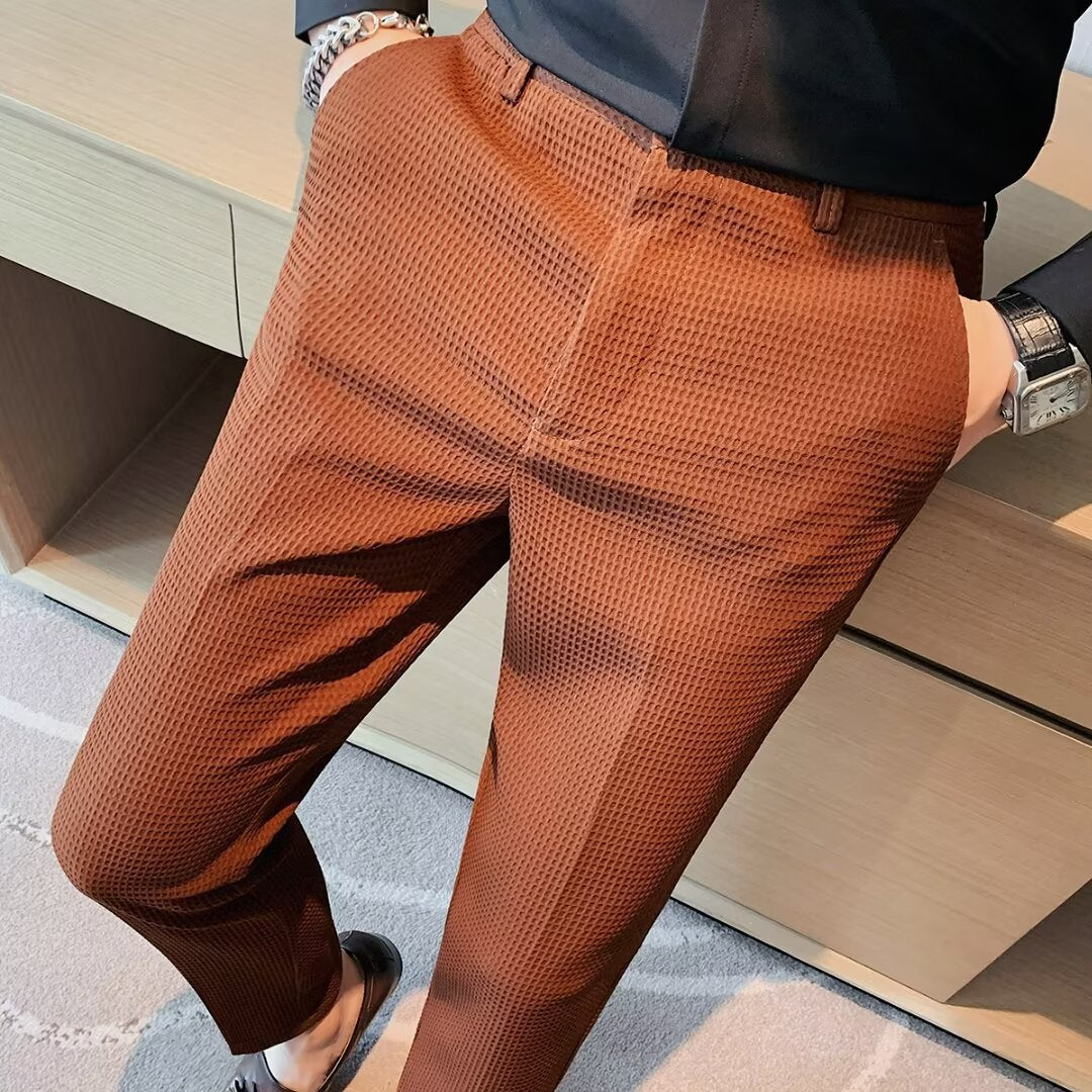 Men's Slim-Fit Textured Trousers