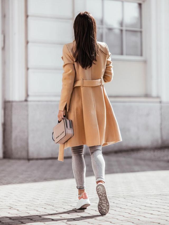 Women's Waterproof Belted Long Trench Coat Button-Front