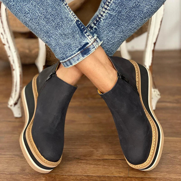 Women's Wide-Fit Wedge Ankle Boots Cushioned