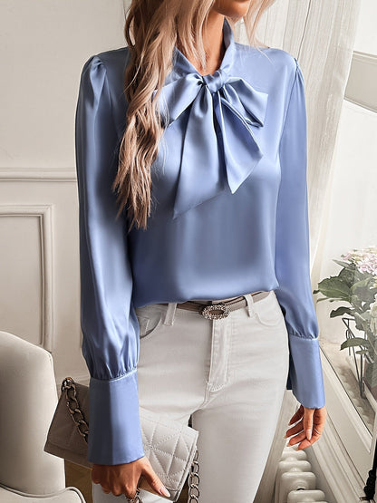 Women's Puff-Sleeve Bow Collar Blouse