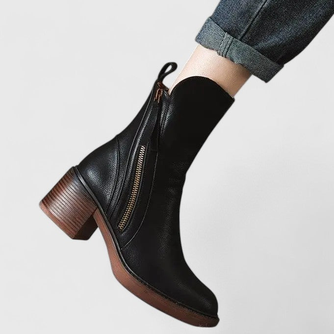 Women's Faux Leather Heeled Ankle Boots
