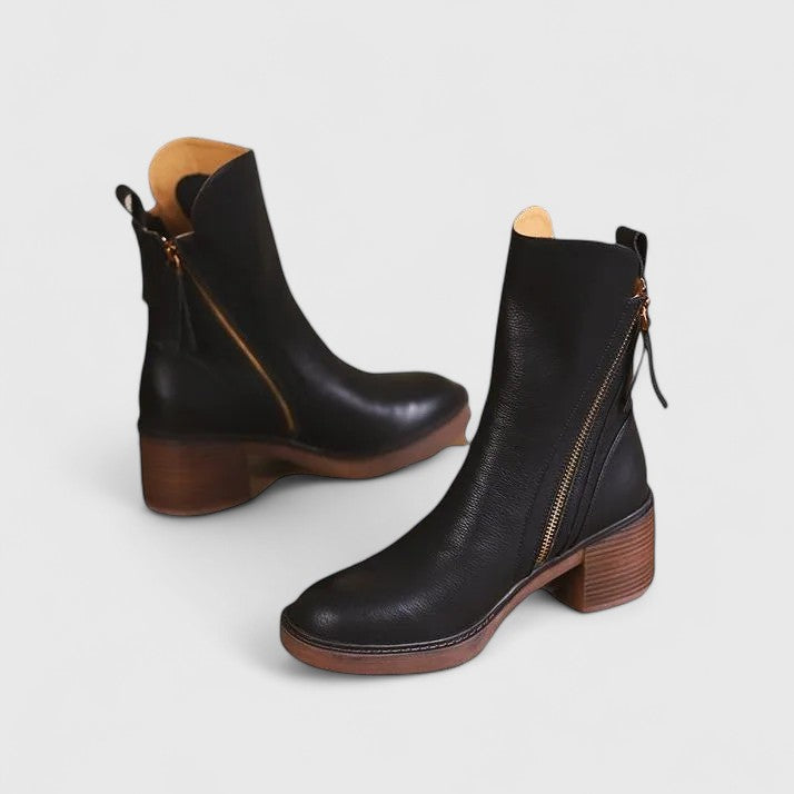 Women's Faux Leather Heeled Ankle Boots