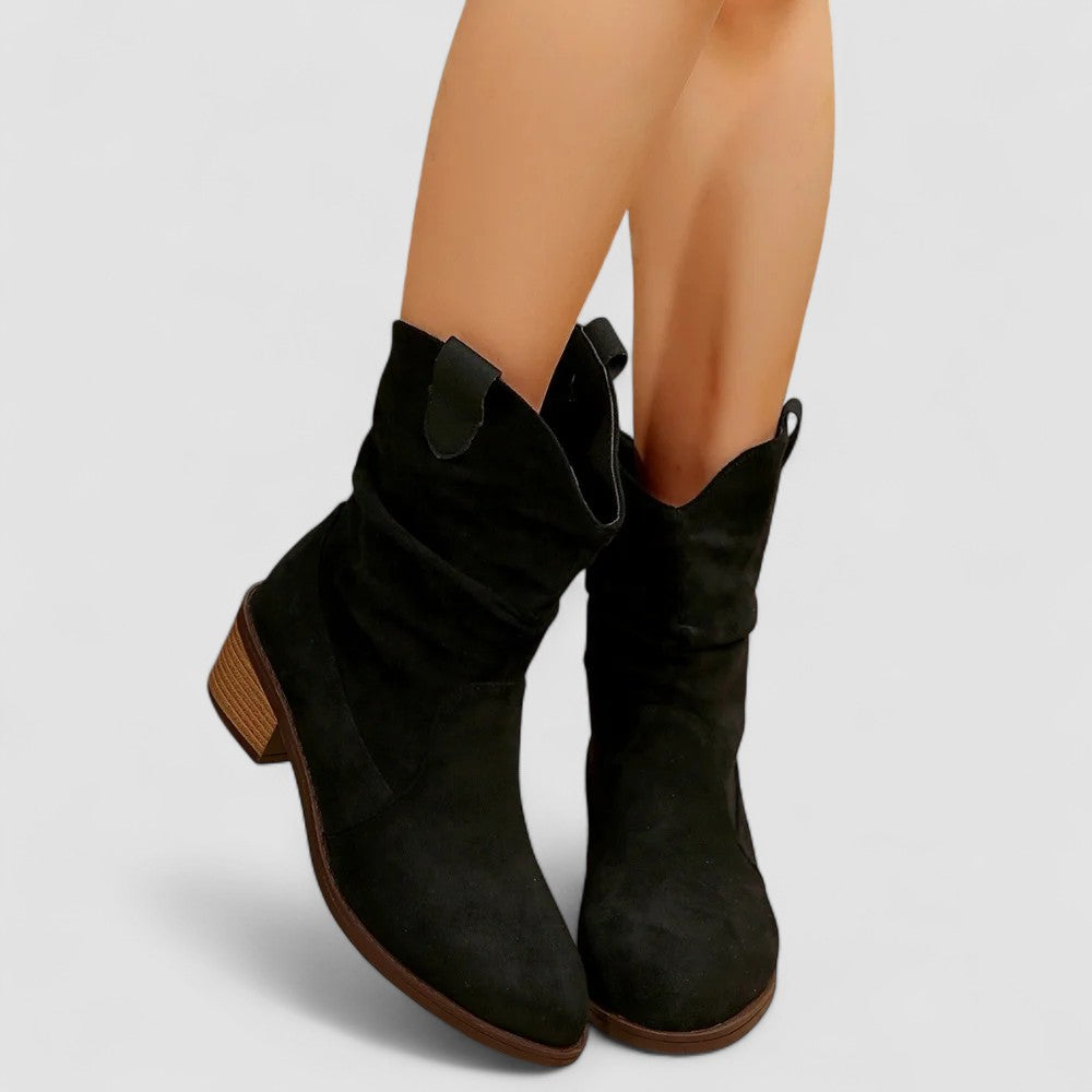 Women's Suede Cowboy Ankle Boots