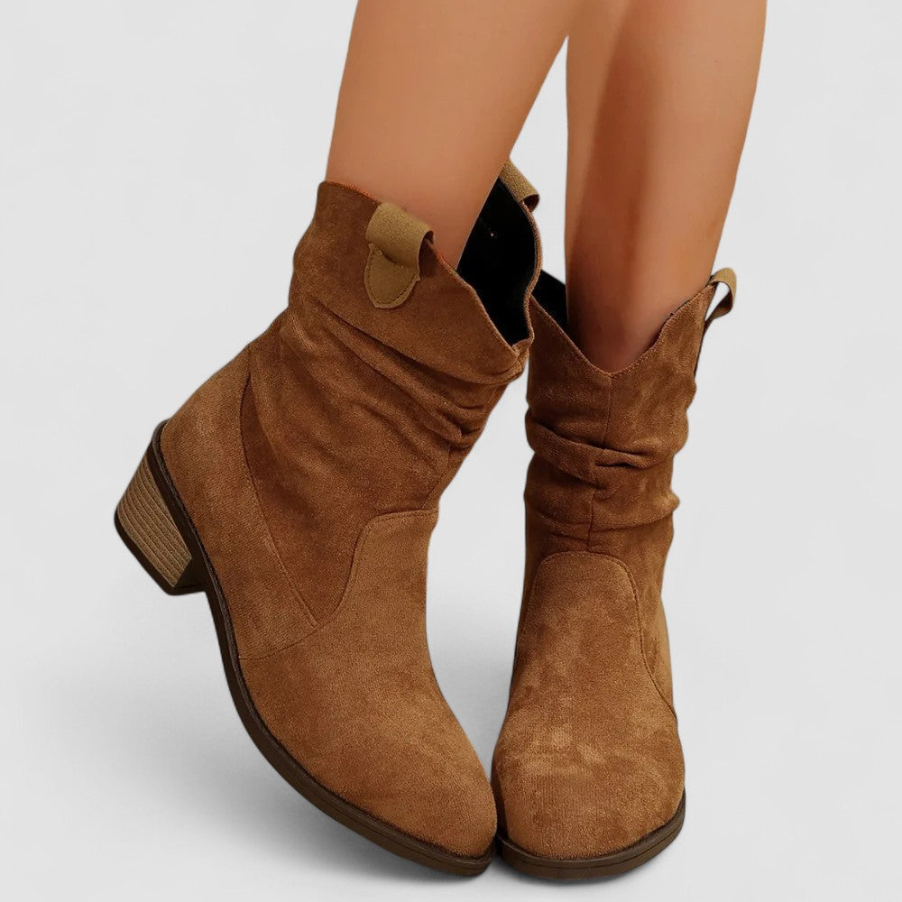 Women's Suede Cowboy Ankle Boots