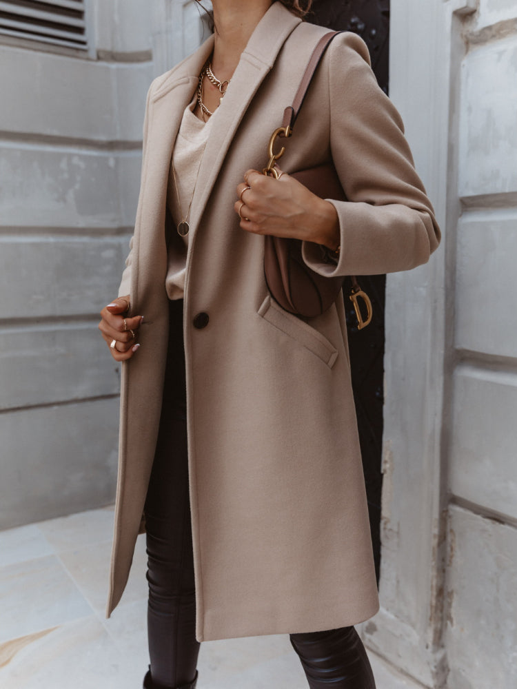 Women's Waterproof Formal Long Coat Button-Front